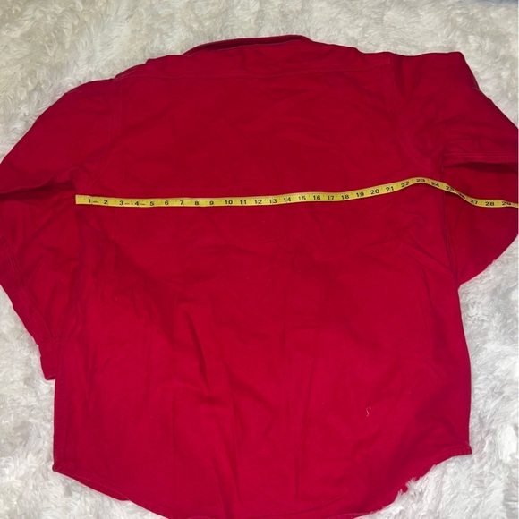 Carhartt Vintage Solid Red Long Sleeve Button Up Mens Thick Shirt size XL - Picture 4 of 4